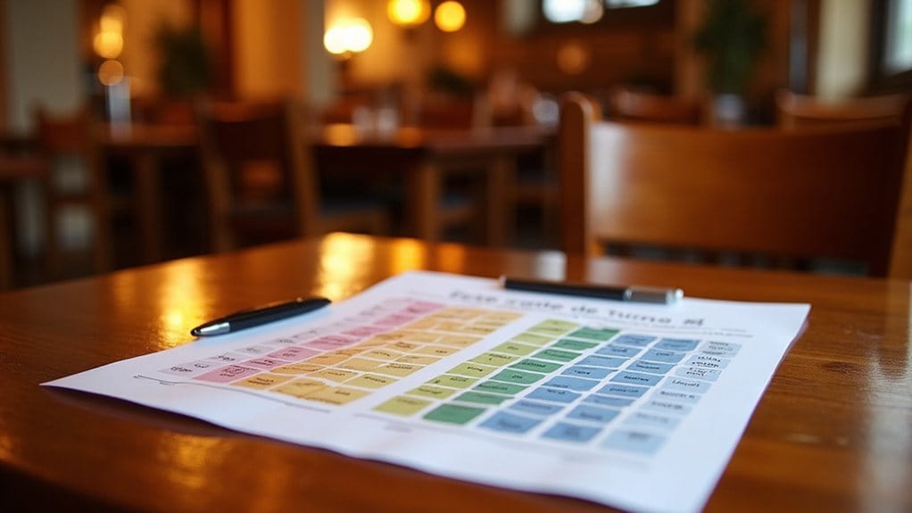 Plantilla de horario de turnos para restaurante